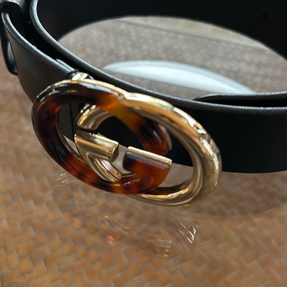 Gucci Black and Gold Belt with Signature Double G Buckle main image 4
